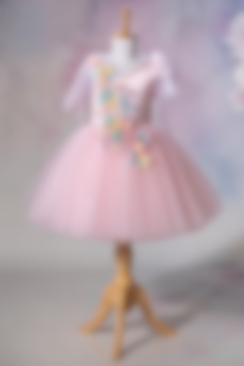 Pink Bridal Satin & Net Embroidered Dress For Girls by Ruchikalathlabel at Pernia's Pop Up Shop