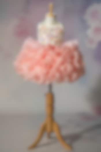 Pink Organza Hand Embroidered Gown For Girls by Ruchikalathlabel at Pernia's Pop Up Shop