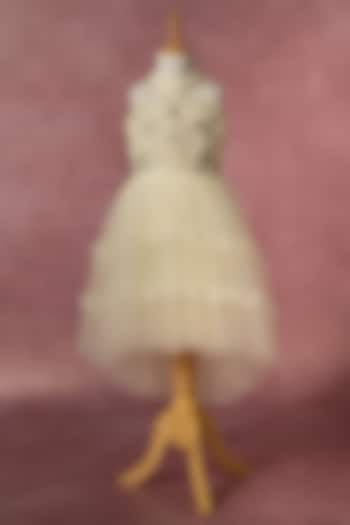 Off-White net Hand Embroidered High-Low Gown For Girls by Ruchikalathlabel at Pernia's Pop Up Shop