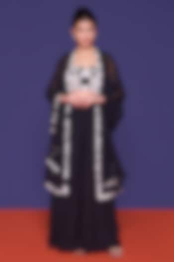 Black Georgette Cape Set by RCKC AURUM at Pernia's Pop Up Shop