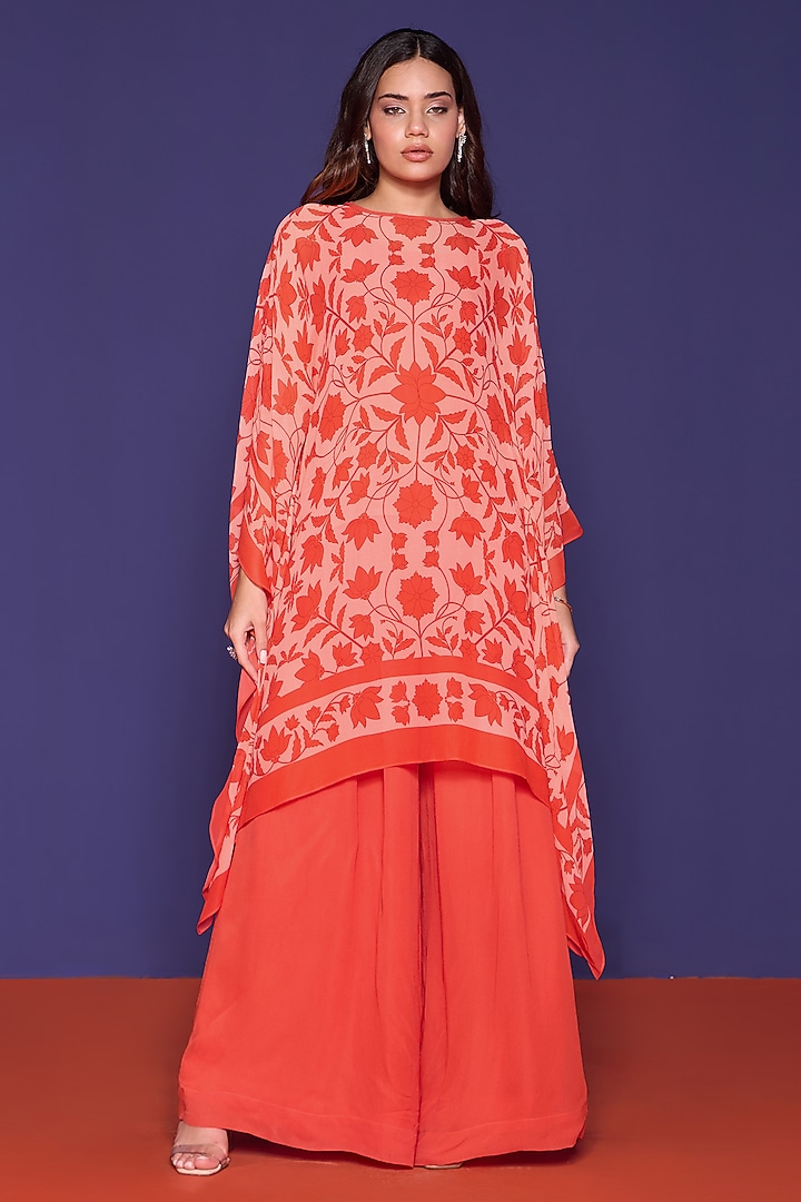 Rouge Orange Georgette Printed Kaftan Set by RCKC AURUM at Pernia's Pop Up Shop