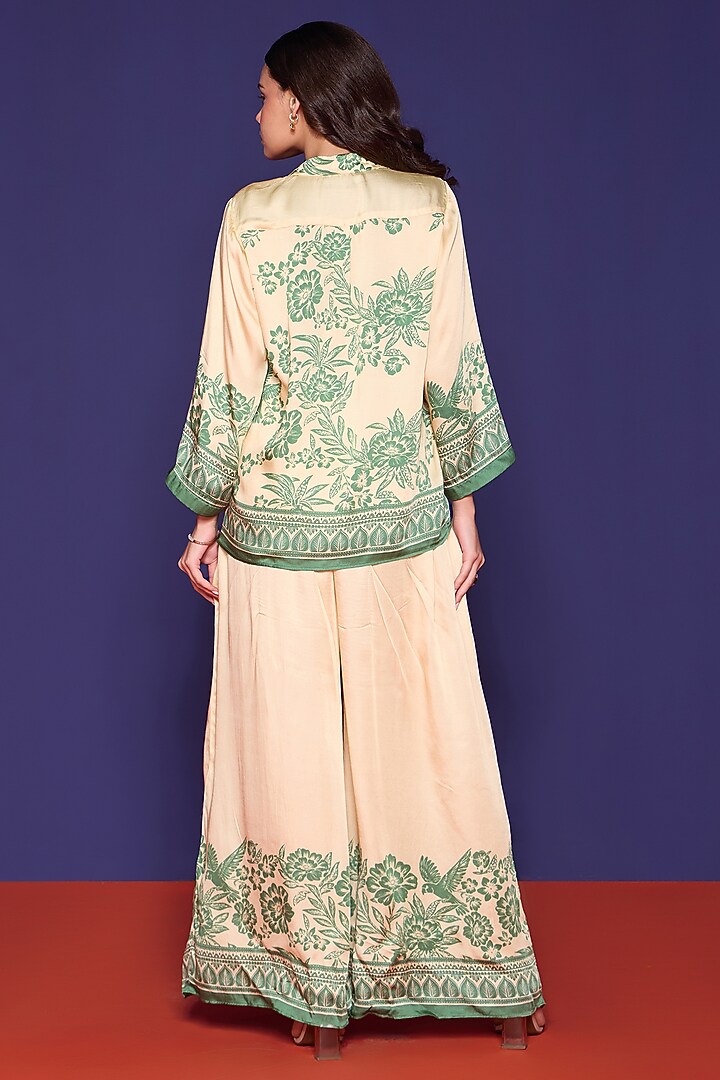 Botanical Green Satin Printed Co-Ord Set by RCKC AURUM at Pernia's Pop Up Shop