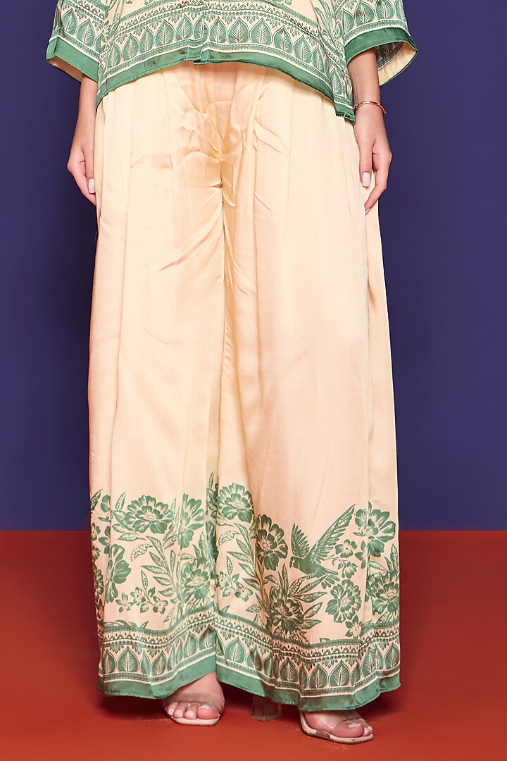 Botanical Green Satin Printed Co-Ord Set by RCKC AURUM at Pernia's Pop Up Shop