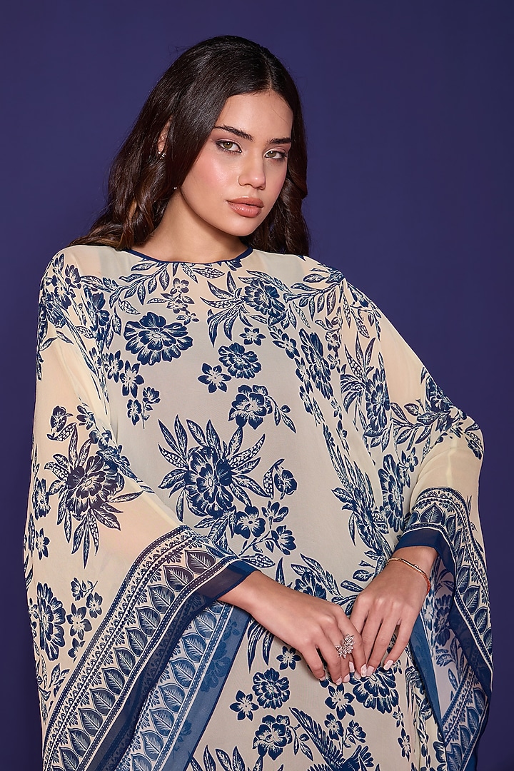 Azur Blue Georgette Printed Kaftan Set by RCKC AURUM at Pernia's Pop Up Shop