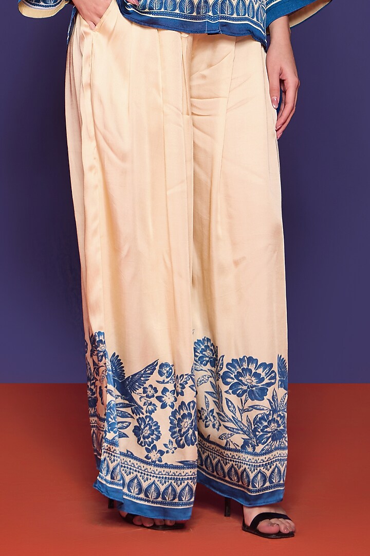 Azur Blue Satin Printed Co-Ord Set by RCKC AURUM at Pernia's Pop Up Shop