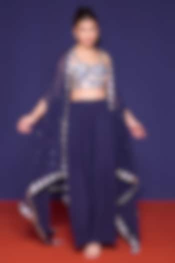 Azur Blue Silk Paneled Pant Set by RCKC AURUM at Pernia's Pop Up Shop