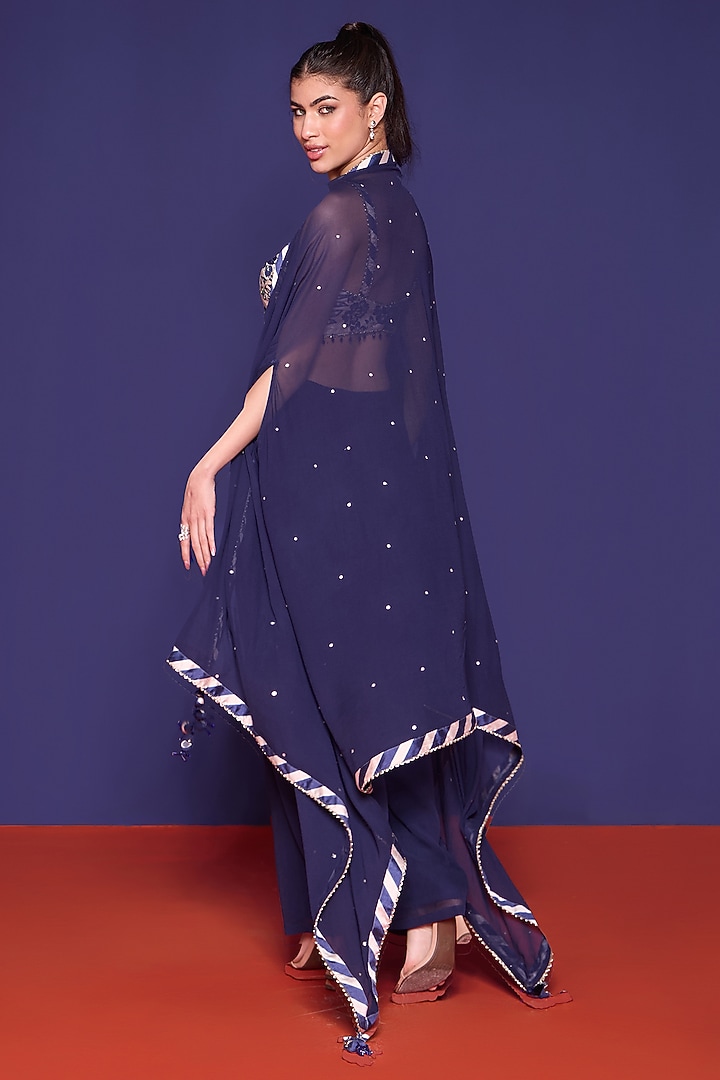 Azur Blue Silk Paneled Pant Set by RCKC AURUM at Pernia's Pop Up Shop