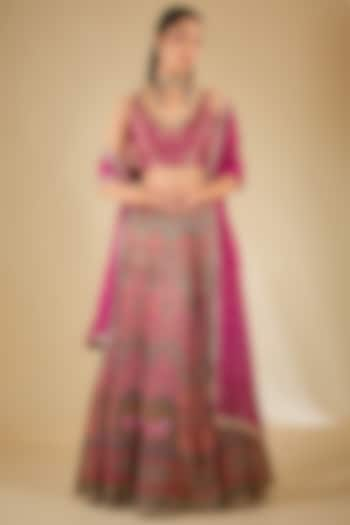 Rani Pink Banarasi Silk Handloom Wedding Lehenga Set by RCKC AURUM at Pernia's Pop Up Shop