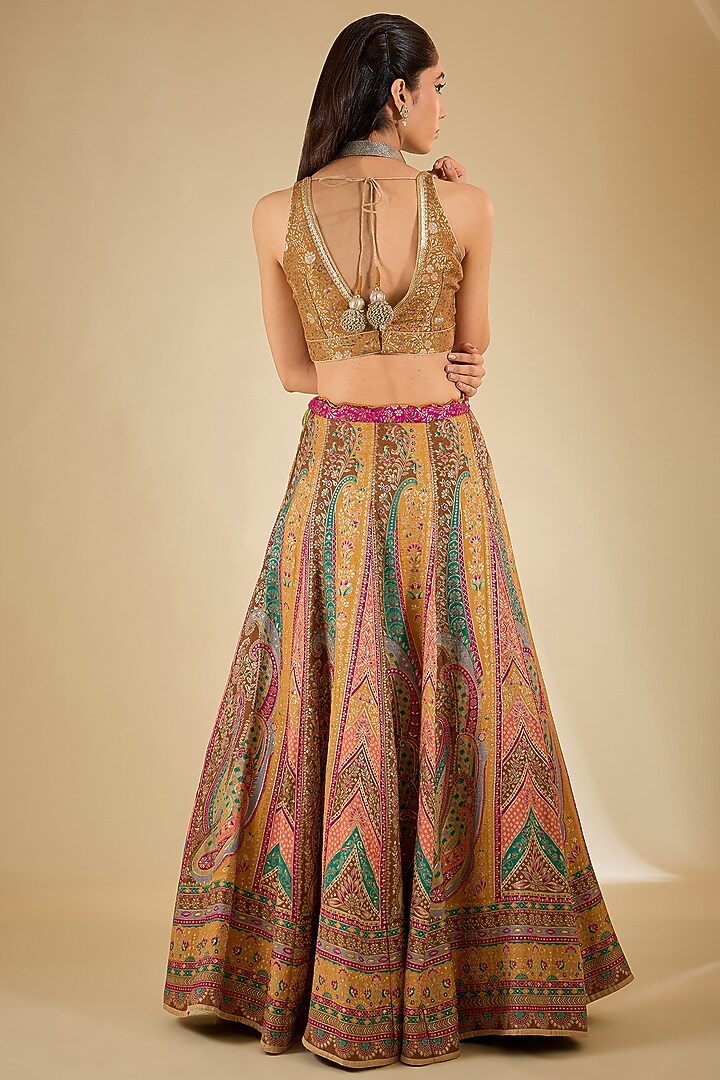 Mustard Yellow Banarasi Silk Handloom Wedding Lehenga Set by RCKC AURUM at Pernia's Pop Up Shop