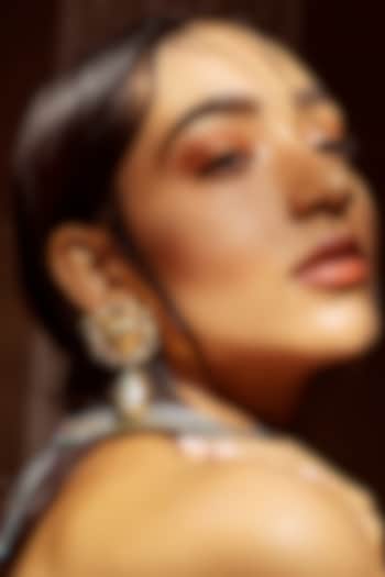 Gold Plated Earrings With Pearl by Radhika Agrawal Jewels at Pernia's Pop Up Shop