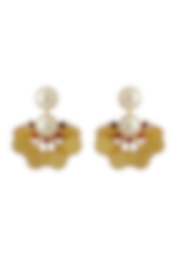 Gold Plated Swarovski Pearls Dangler Earrings by Radhika Agrawal Jewels at Pernia's Pop Up Shop