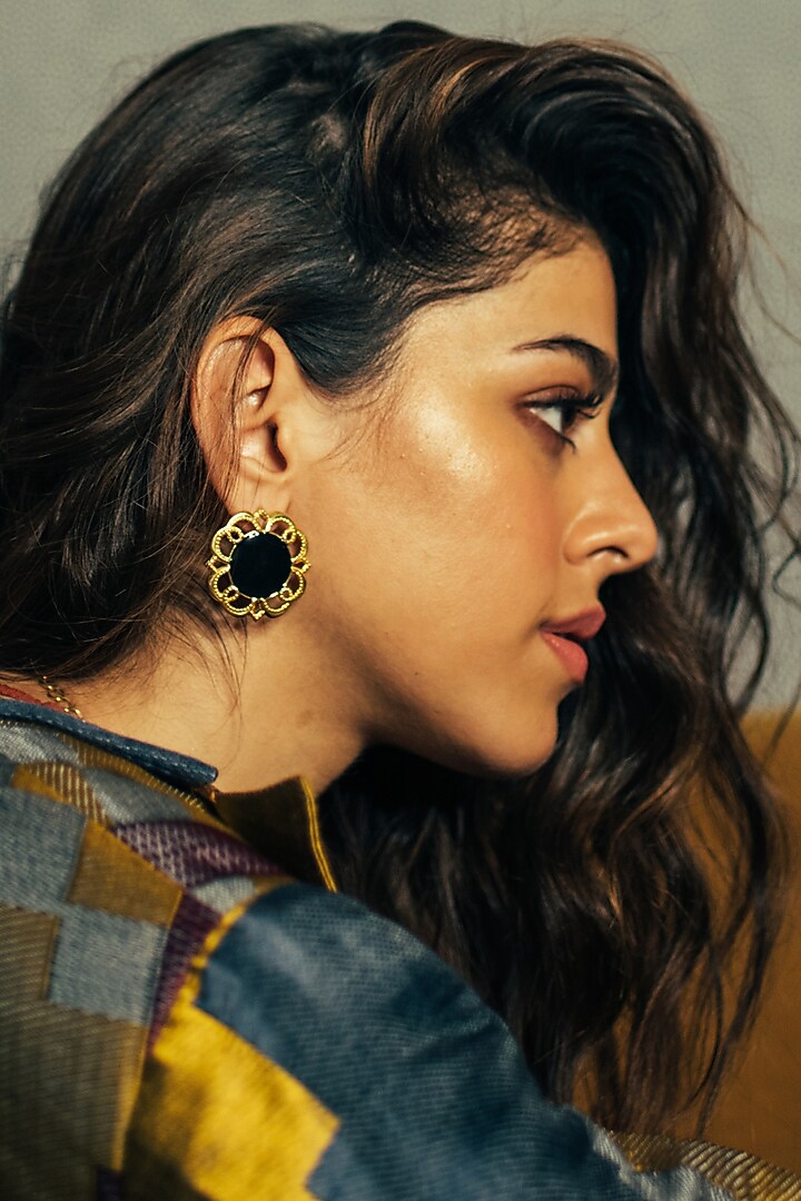 Gold Plated Stud Earrings by Radhika Agrawal Jewels at Pernia's Pop Up Shop