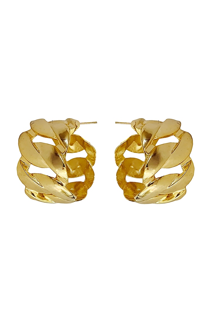 Gold Plated Chain Hoop Earrings by Radhika Agrawal Jewels