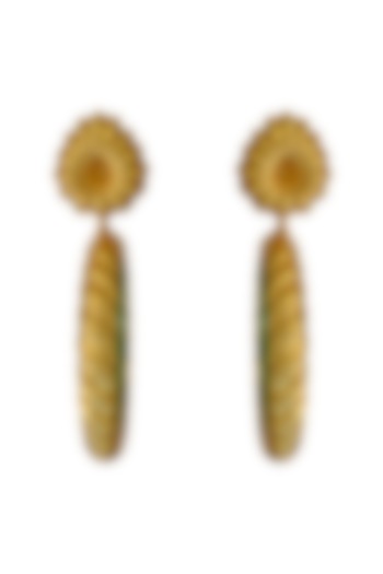 Gold Plated Floral Dangler Earrings by Radhika Agrawal Jewels