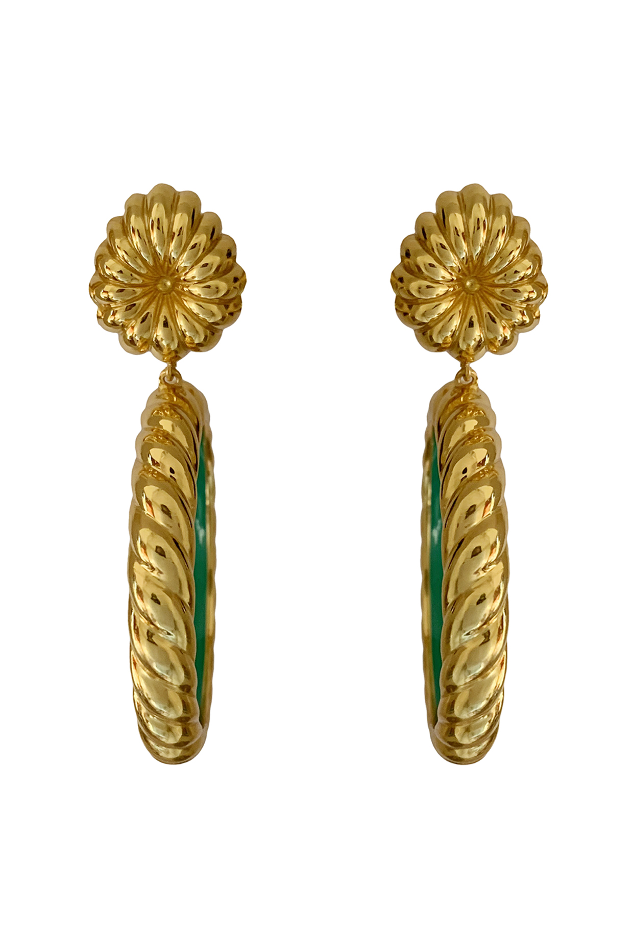 Gold Plated Floral Dangler Earrings by Radhika Agrawal Jewels
