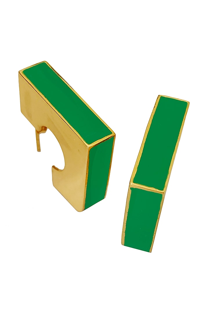 Gold Plated Quadrilateral Earrings In Brass by Radhika Agrawal Jewels