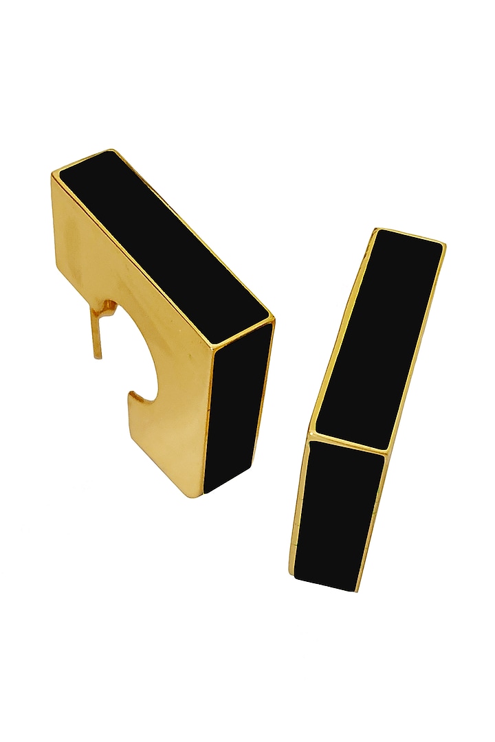 Gold Plated Brass Quadrilateral Earrings by Radhika Agrawal Jewels