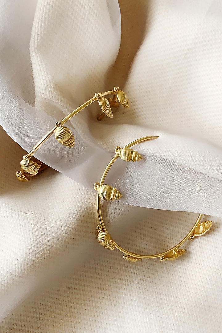 Gold Plated Hoop Earrings by Radhika Agrawal Jewels at Pernia's Pop Up Shop