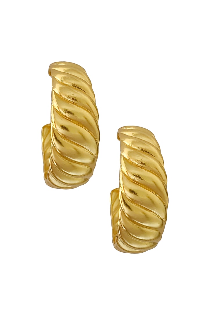 Gold Plated Hoop Earrings In Brass by Radhika Agrawal Jewels at Pernia's Pop Up Shop