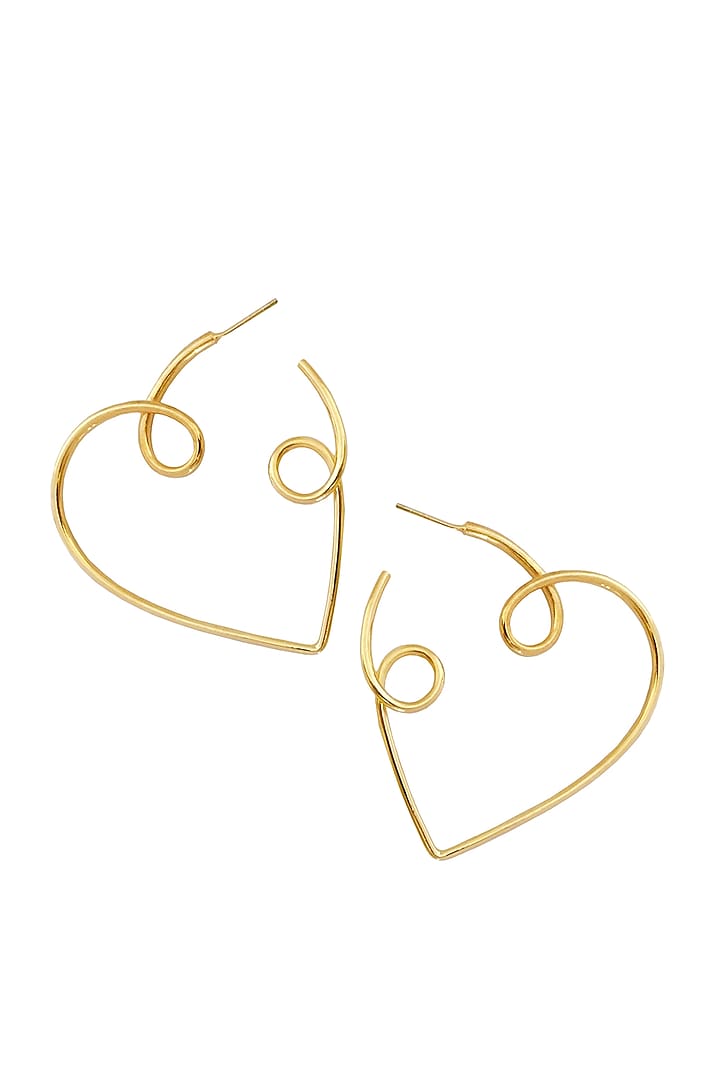 Gold Plated Heart Earrings by Radhika Agrawal Jewels at Pernia's Pop Up Shop
