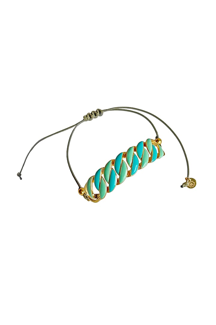 Gold Plated Link Band Rakhi Bracelet by Radhika Agrawal Jewels at Pernia's Pop Up Shop