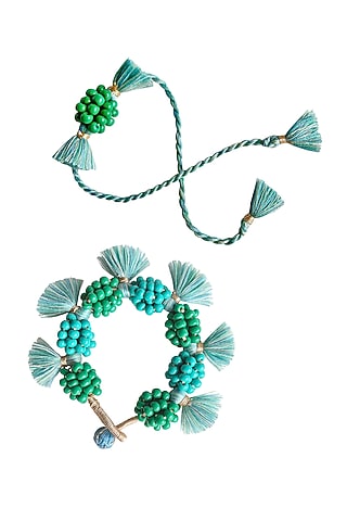 Multi-Colored Handcrafted Rakhi (Set of 2) by Radhika Agrawal Jewels