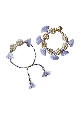 Lilac Handcrafted Rakhi (Set of 2) by Radhika Agrawal Jewels
