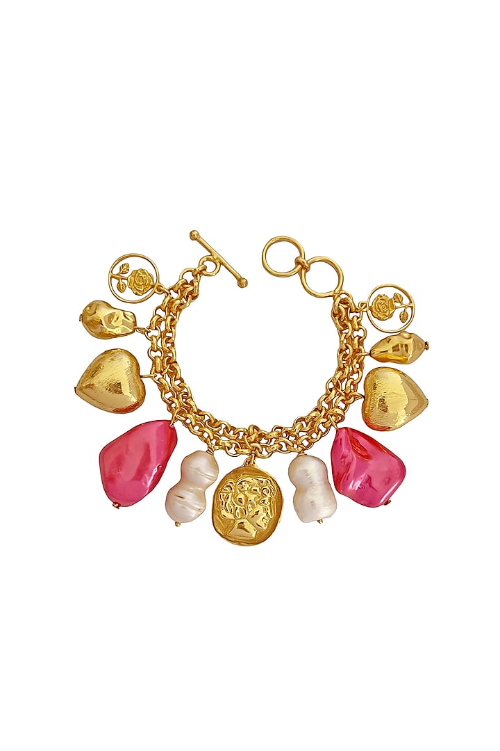 Gold Plated Heart Charm Bracelet by Radhika Agrawal Jewels
