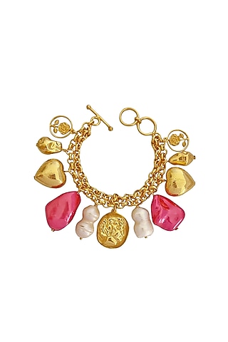 Gold Plated Heart Charm Bracelet by Radhika Agrawal Jewels