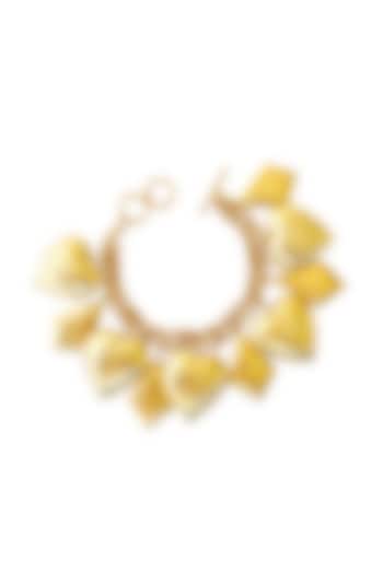 Gold Finish Heart Motif Bracelet by Radhika Agrawal Jewels
