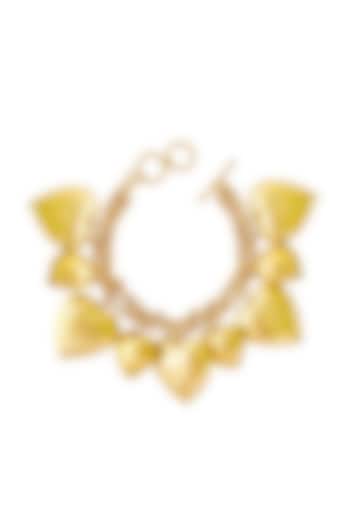 Gold Finish Heart Motif Bracelet by Radhika Agrawal Jewels