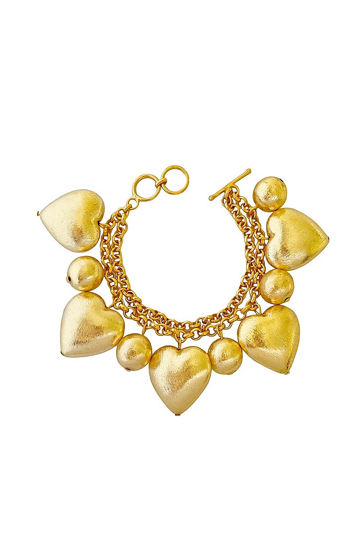 Gold Finish Heart Motif & Charm Bracelet by Radhika Agrawal Jewels