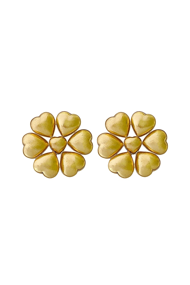 Gold Finish Stud Earrings by Radhika Agrawal Jewels