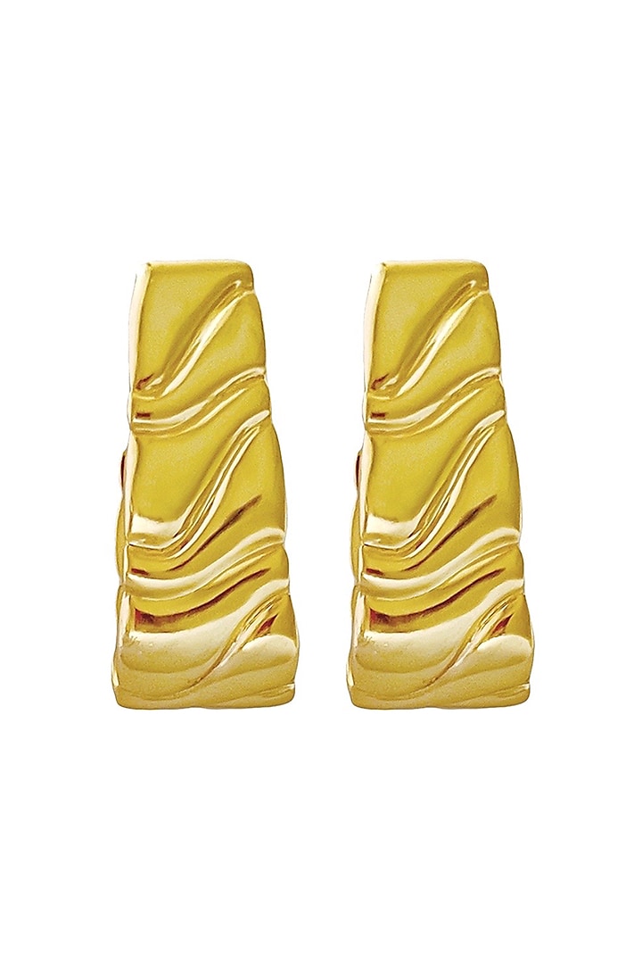 Gold Finish Textured Hoop Earrings by Radhika Agrawal Jewels