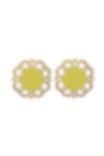 Gold Finish Enameled Stud Earrings by Radhika Agrawal Jewels