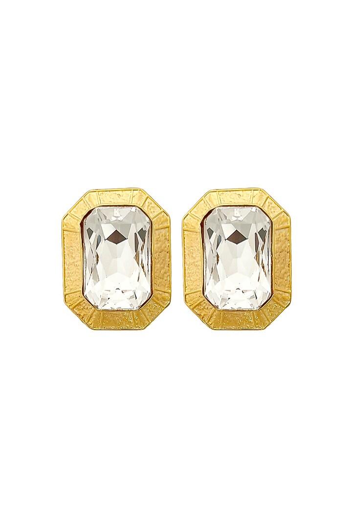 Gold Plated Crystal Stud Earrings by Radhika Agrawal Jewels at Pernia's Pop Up Shop