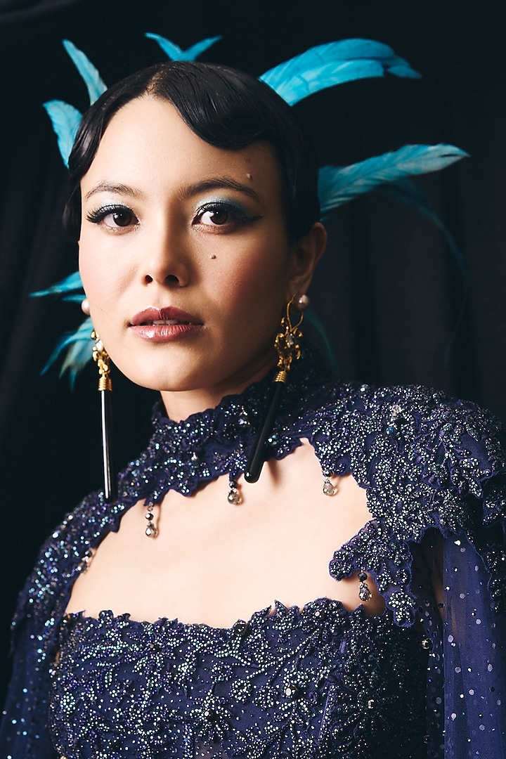 Gold Plated Kundan Polki & Black Drop Dangler Earrings by Radhika Agrawal Jewels at Pernia's Pop Up Shop