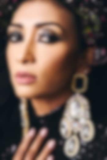 Gold Plated Crystal & Pink Stone Dangler Earrings by Radhika Agrawal Jewels at Pernia's Pop Up Shop