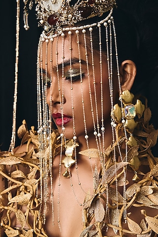 Gold Plated Opal Stone Dangler Earrings by Radhika Agrawal Jewels