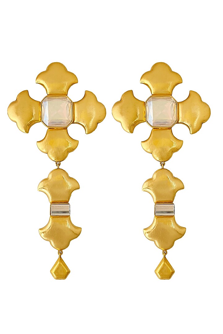 Gold Plated Opal Stone Dangler Earrings by Radhika Agrawal Jewels at Pernia's Pop Up Shop