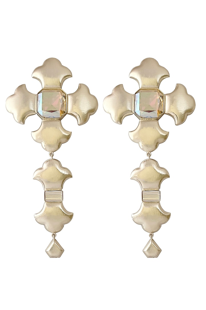 Silver Finish Opal Stone Dangler Earrings by Radhika Agrawal Jewels at Pernia's Pop Up Shop