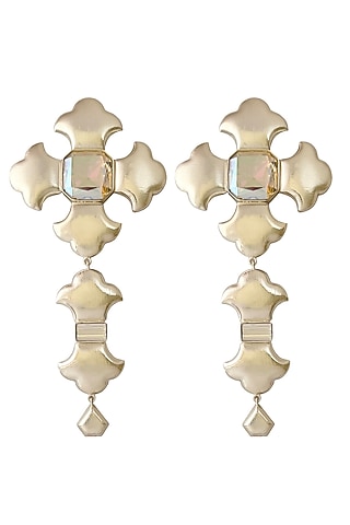 Silver Finish Opal Stone Dangler Earrings by Radhika Agrawal Jewels