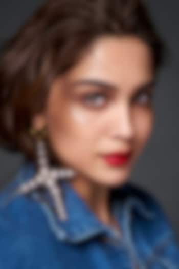 Gold Plated Grey Pearl Cross-Shaped Earrings by Radhika Agrawal Jewels at Pernia's Pop Up Shop