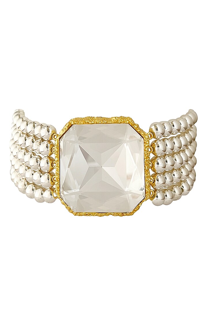 Gold Plated Crystal & Silver Beaded Choker Necklace by Radhika Agrawal Jewels at Pernia's Pop Up Shop