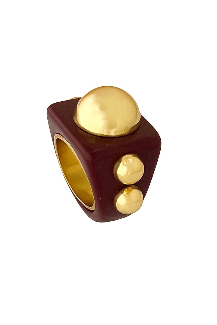 Gold Plated Maroon Bubble Ring by Radhika Agrawal Jewels at Pernia's Pop Up Shop