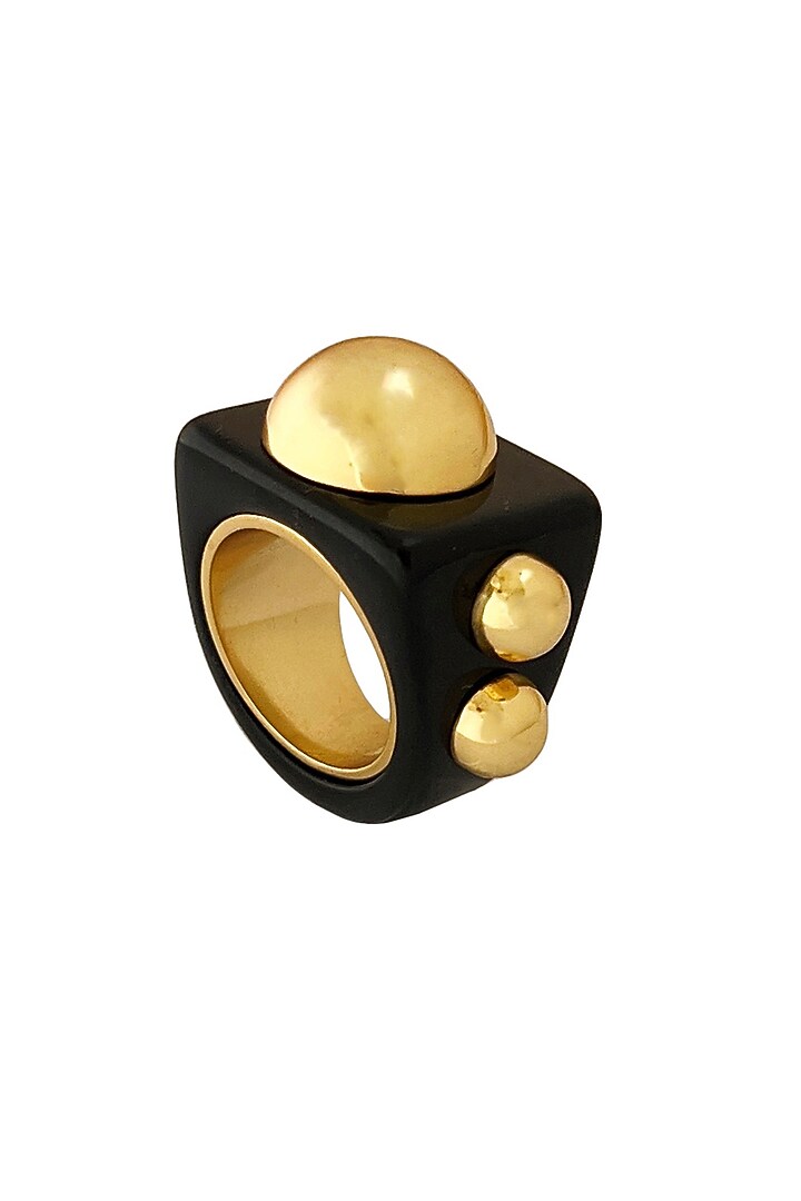 Gold Plated Black Bubble Ring by Radhika Agrawal Jewels at Pernia's Pop Up Shop