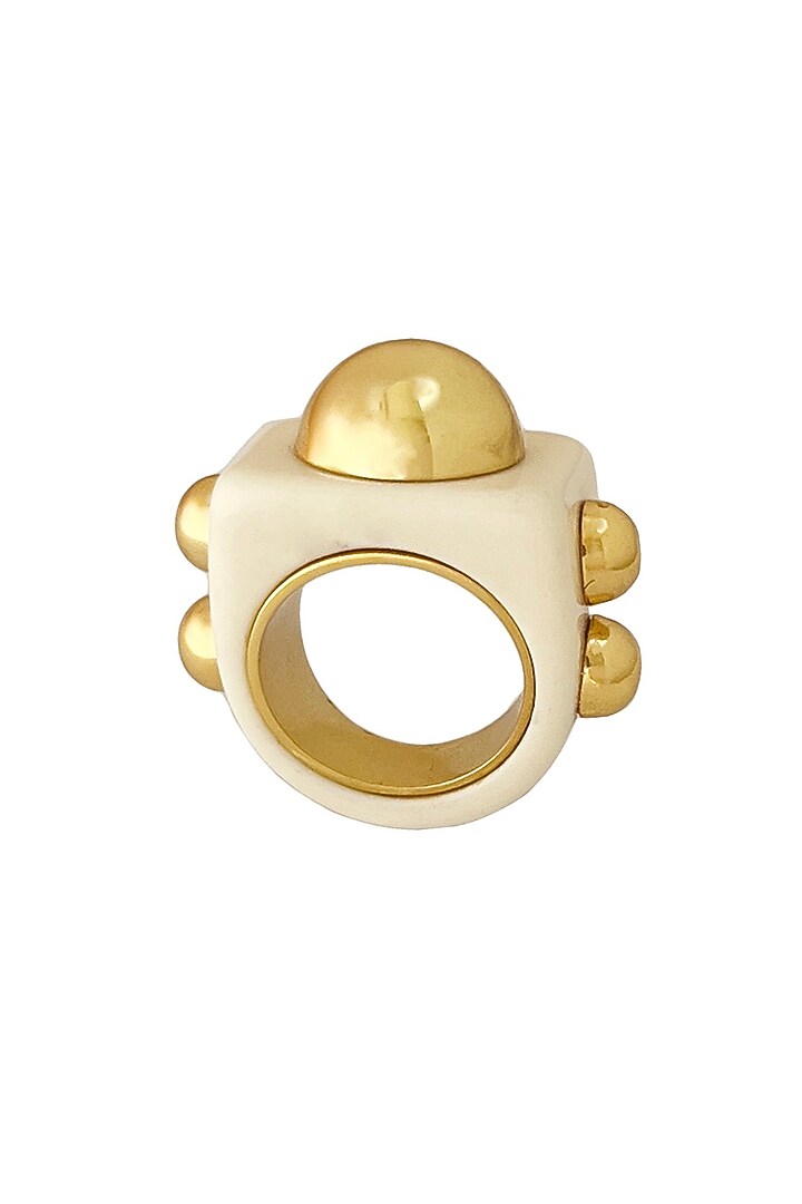 Gold Plated Ivory Bubble Ring by Radhika Agrawal Jewels at Pernia's Pop Up Shop