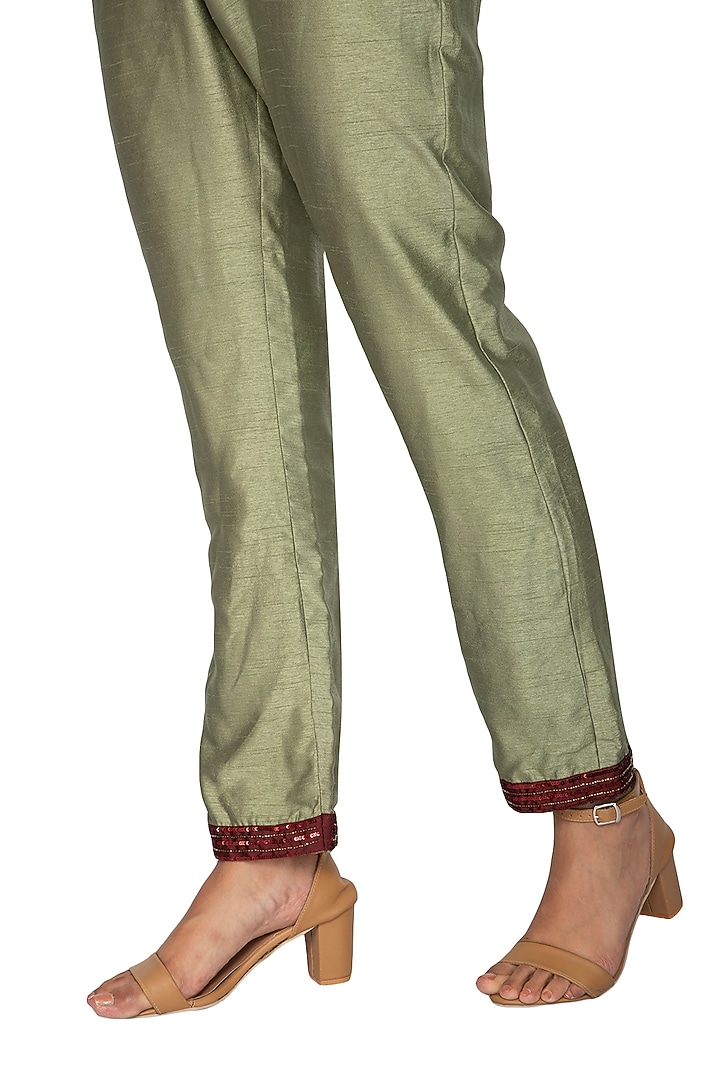 Olive Green Embroidered Bridal Anarkali Set by Ridhi Arora at Pernia's Pop Up Shop