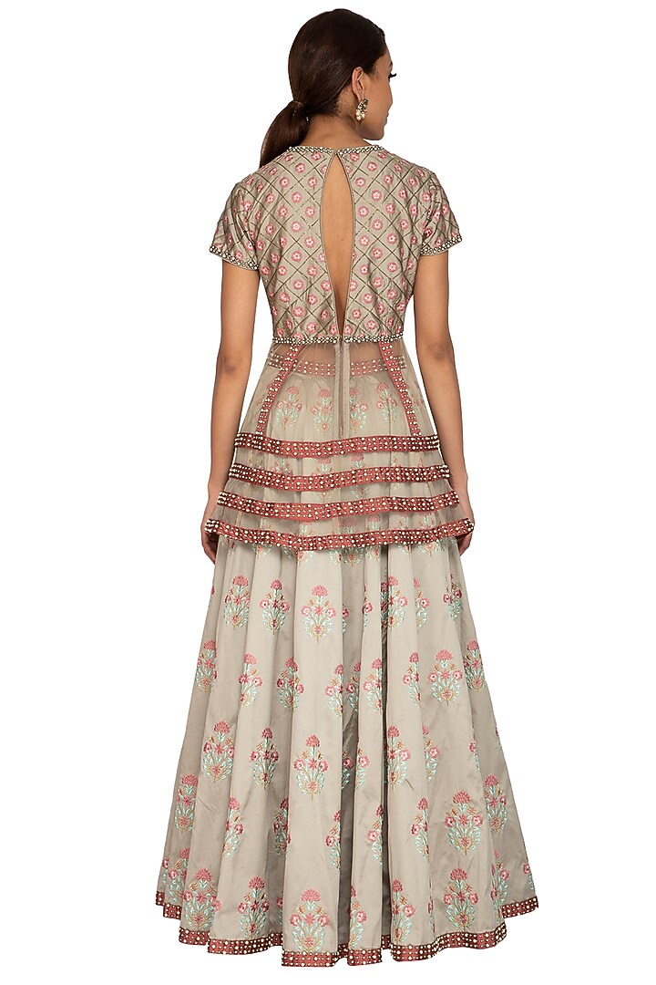 Grey Embroidered Wedding Lehenga Set by Ridhi Arora at Pernia's Pop Up Shop