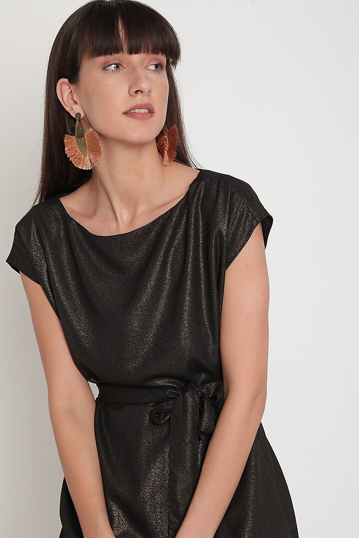 Black Summer Dress With Gold Shimmer by Ridhi Arora at Pernia's Pop Up Shop